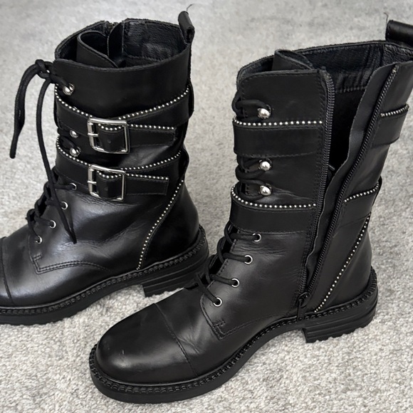 Free People Black Moto Boots with Silver Accents - Picture 4 of 4